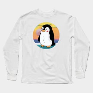 Sulky Penguin Japanese Art Print Long Sleeve T-Shirt